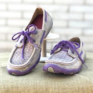 Twisted X Women's Driving Moccasins Bomber/Purple WDM0025 Size 6.5